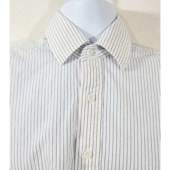 Fossil White Blue Striped Pointed Collar Button Up Shirt Medium Lightweight Soft - Picture 5 of 7